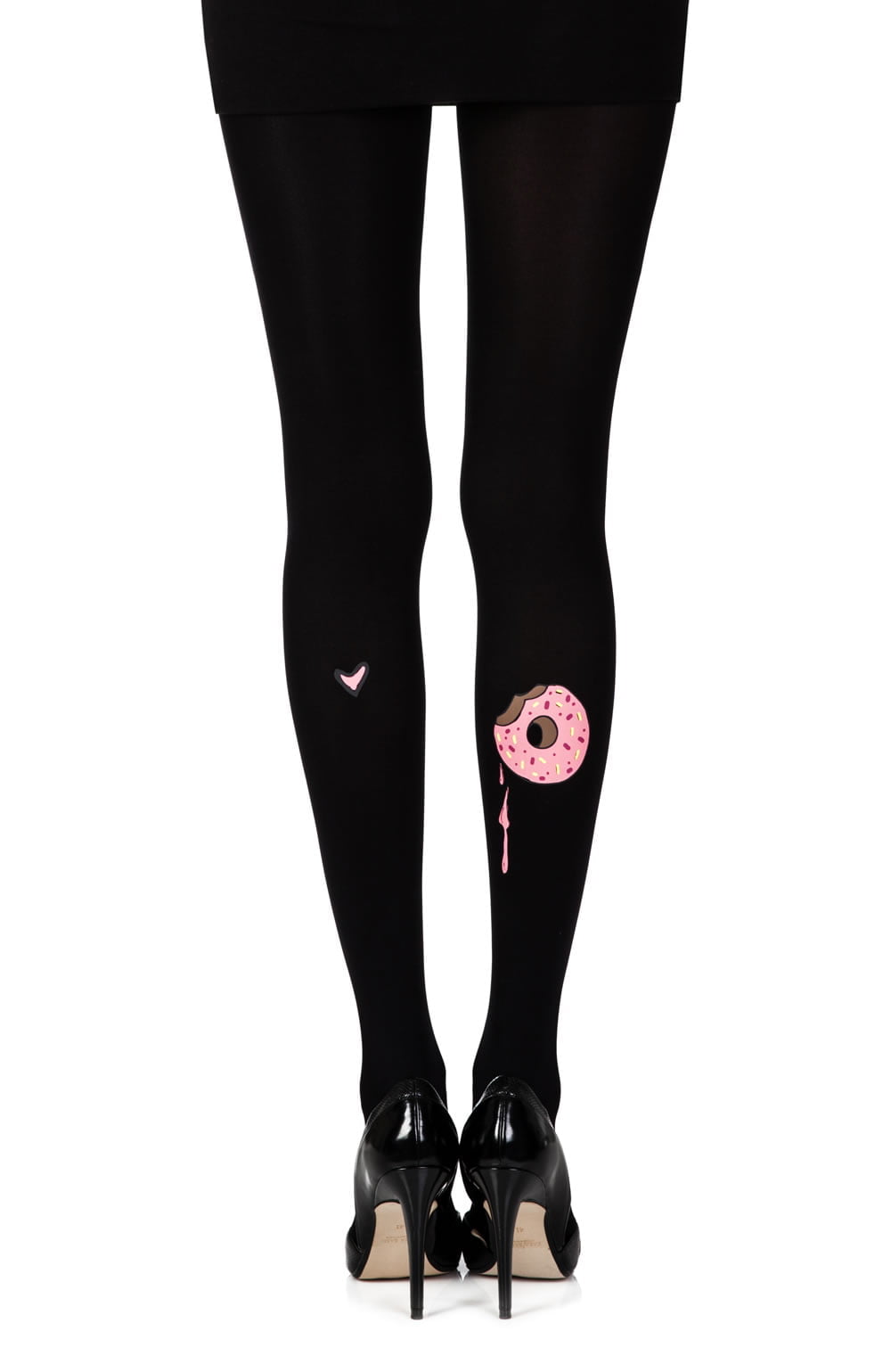F319-BMC_1.jpg Zohara "A Donut Bite" Black Print Tights
