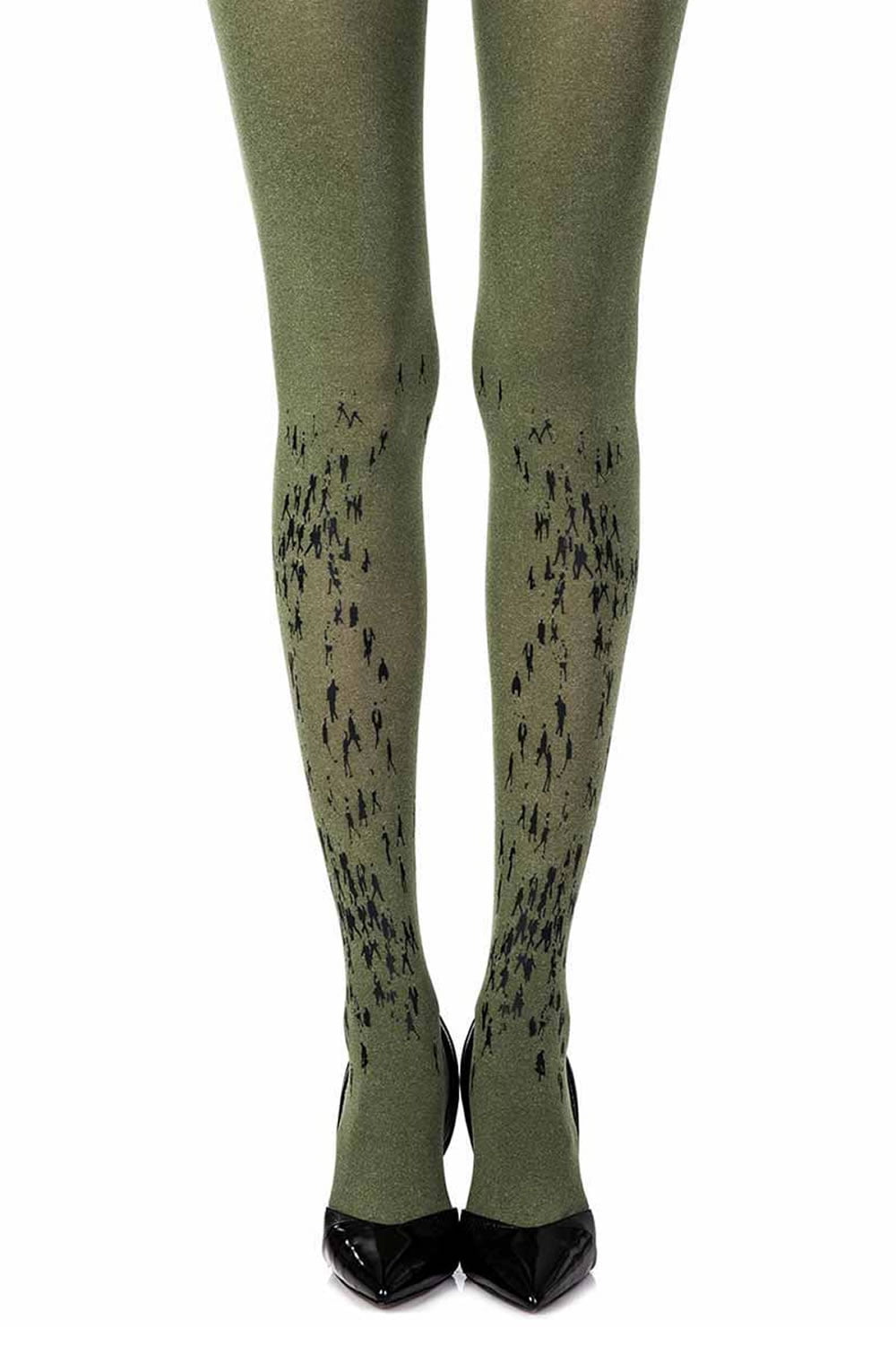 ZOF279-HEB_1.jpg Zohara "Walking By" Green Print Tights