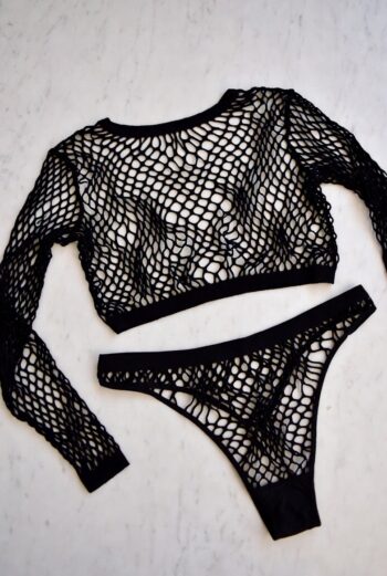 black fishnet two piece